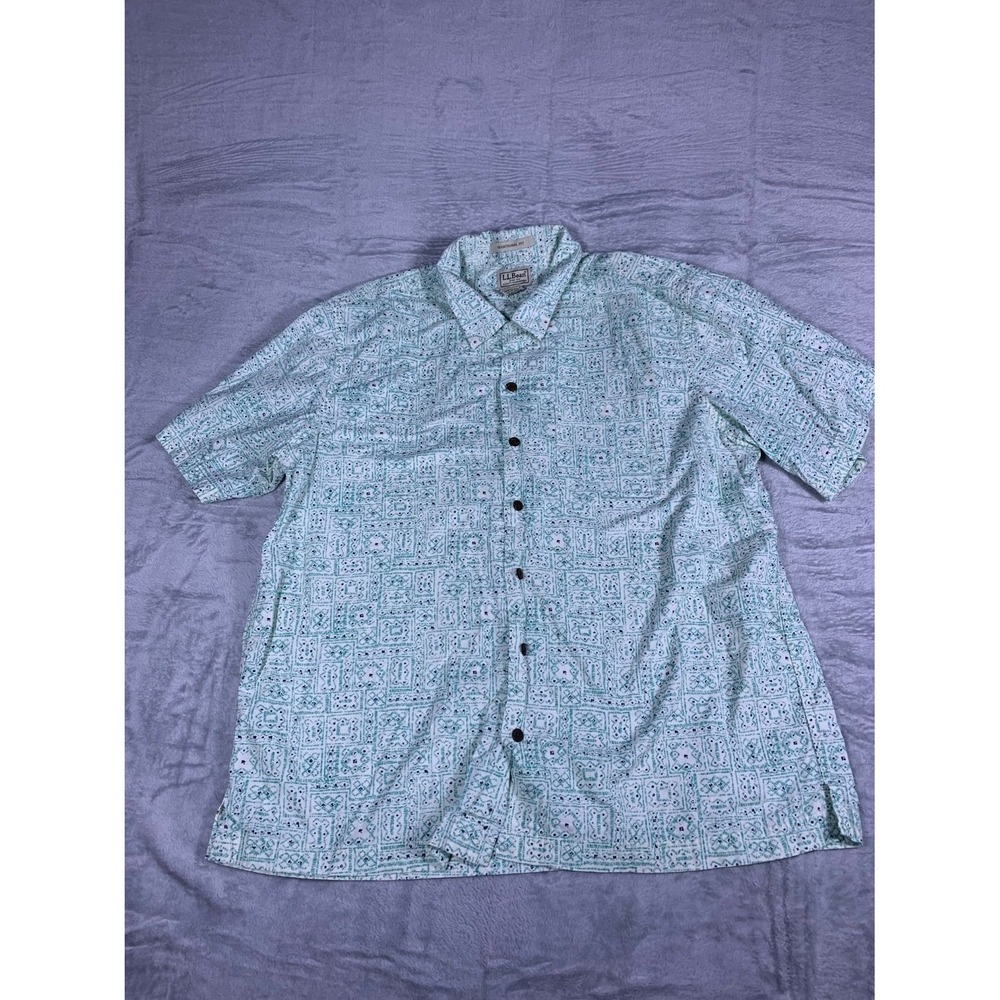 L.L.Bean Traditional Fit Button-Down Shirt‎ Men's Large White Cotton 261082 Used